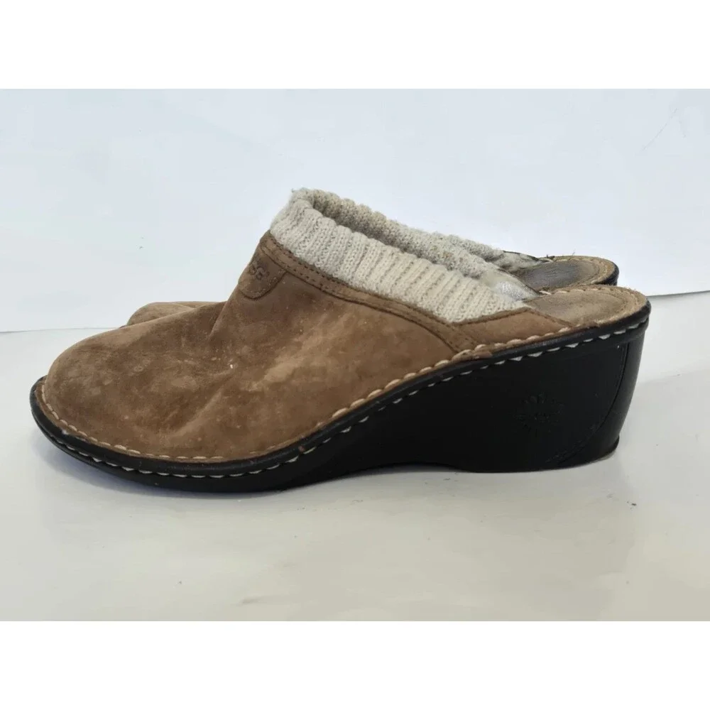 UGG Australia Wedge Womens Gael Chestnut 10 Mules Clog Suede Sheepskin 1934